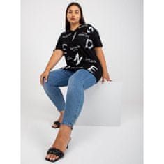 RELEVANCE Ženska bluza plus size ohlapnega kroja z napisom CLARKE črna RV-BZ-7750.53P_387460 Univerzalni