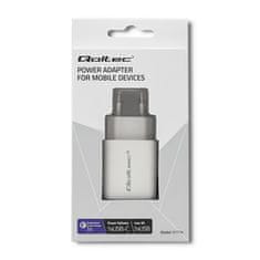 Qoltec polnilec qoltec | 18W | 5-12V | 1,5-3a | usb tip c pd | usb qc 3.0 | bela