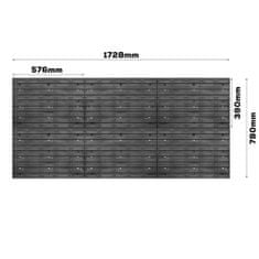 botle Stenska plošča za orodje 173 x 78 cm z 22 kos Škatla viseče Rdeča škatle plastika XL