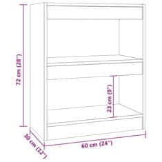 Vidaxl Knjižna omara/pregrada dimljeni hrast 60x30x72 cm