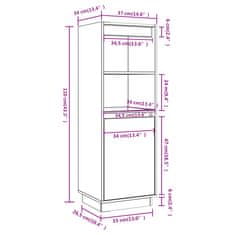 Vidaxl Visoka omara bela 37x34x110 cm trdna borovina