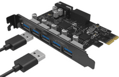 Orico PVU3-5O2I razširitvena kartica, 5x USB 3.0, PCIe 3.0 x1 (PVU3-5O2I-V1)