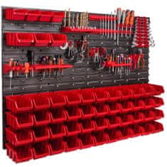 botle Stenska plošča za orodje 115 x 78 cm z 51 kos Škatla viseče Rdeča Držala Delavnica Garaža