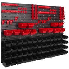 botle Stenska plošča za orodje 115 x 78 cm z 68 kos Škatla viseče Rdeča in Črna škatle plastika