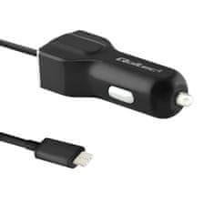 Qoltec avtomobilski polnilec qoltec 12-24V | 17W | 5V | 3,4A | usb + kabel usb tipa c