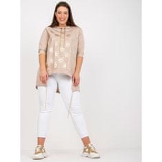 RELEVANCE Ženska asimetrična bluza plus size s 3/4 rokavi v bež barvi RV-SK-7726.56P_386949 Univerzalni