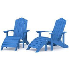 Vidaxl Vrtni stoli Adirondack 2 kosa s stolčki za noge HDPE aqua modri