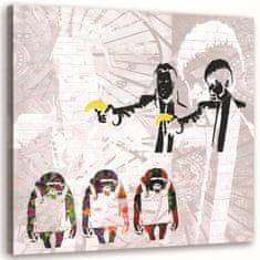 shumee Slika na platnu, Banksy gangsterji z bananami in 3 opicami - 50x50