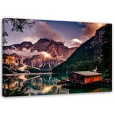 shumee Slika na platnu Koča ob gorskem jezeru - 90x60