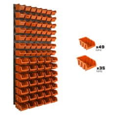 botle Stenska plošča za orodje 58 x 117 cm z 81 kos Škatla viseče Oranžna škatle Sistem za shranjevanje