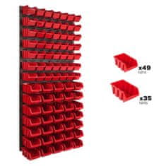 botle Stenska plošča za orodje 58 x 117 cm z 81 kos Škatla viseče Rdeča škatle Sistem za shranjevanje