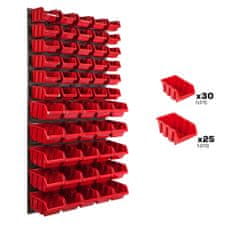 botle Stenska plošča za orodje 58 x 117 cm z 55 kos Škatla viseče Rdeča škatle Sistem za shranjevanje