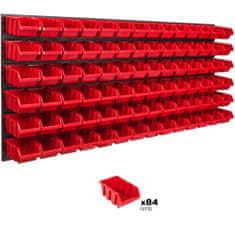 botle Stenska plošča za orodje 173 x 78 cm z 84 kos Škatla viseče Rdeča Sistem za shranjevanje XL