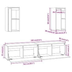 Vidaxl TV omarica 4 kosi trdna borovina