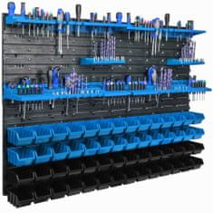 botle Delavniški panel za orodja 115 x 78 cm z 56 kos Škatla viseče Modra in Črna škatle plastika