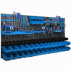 botle Viseča plošča za orodje 173 x 78 cm z 57 kos Škatla stenskih Modra in Črna škatle plastika XL