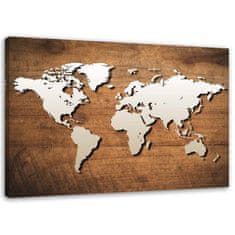 shumee Slika, zemljevid sveta na leseni tabli - 120x80