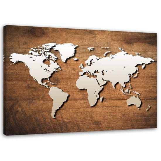 shumee Slika, zemljevid sveta na leseni tabli - 100x70