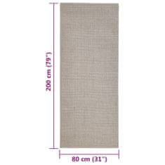 Vidaxl Preproga naravni sisal 80x200 cm peščena