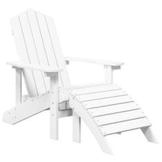 Vidaxl Vrtni stoli Adirondack 2 kosa s stolčki za noge HDPE beli