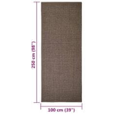 Vidaxl Preproga, naravni sisal, 100x250 cm, rjava