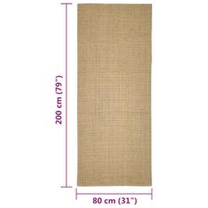 Vidaxl Preproga naravni sisal 80x200 cm