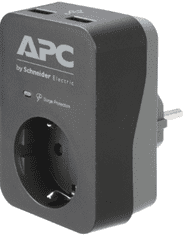 APC Essential SurgeArrest vtičnica, prenapetostna zaščita, 2x USB, črna (PME1WU2B-GR)