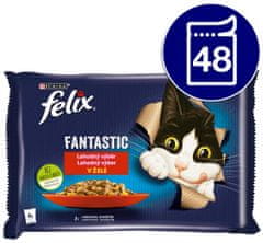 Felix Fantastic žepki z zajcem in jagnjetino v želeju, 48 x 85 g