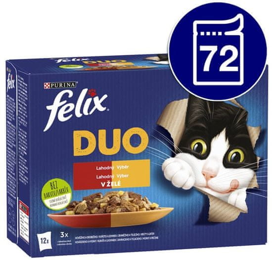 Felix Fantastic DUO mesna izbira v želeju, 72 x 85 g