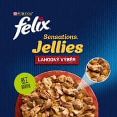 Felix Sensations Jellies govedina s paradižnikom, piščanec s korenjem, raca, jagnjetina v želeju, 96 x 85 g