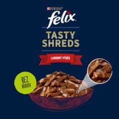 Felix Tasty Shreds izbor z govedino, piščancem, raco, puranom v soku, 72 x 80 g