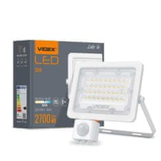 VIDEX LED reflektor Luca 30W s senzorjem gibanja 2700lm 5000K IP65 bel