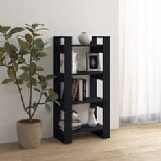 Vidaxl Knjižnica/predel, črna, 60x35x125 cm, bor