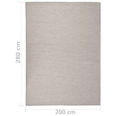 Vidaxl Zunanja preproga ploščato tkanje 200x280 cm taupe