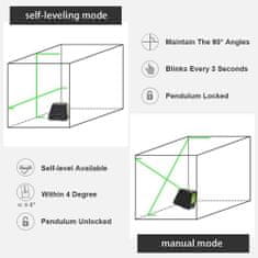 Huepar BOX1G Križni zeleni laserski nivelir + pulzna funkcija za detektor
