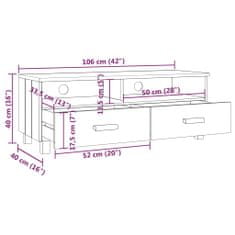 Vidaxl TV omarica HAMAR medeno rjava 106x40x40 cm trdna borovina