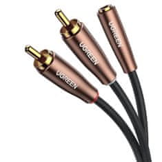 Ugreen avdio kabel 3,5 mm mini jack (ženski) - 2RCA (moški) 5m rjav (AV198 60988)