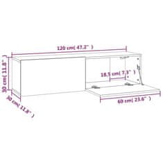 Vidaxl Stenska TV omarica siva sonoma 120x30x30 cm konstruiran les