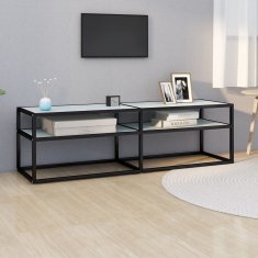 Vidaxl TV omarica beli marmor 140x40x40,5 cm kaljeno steklo