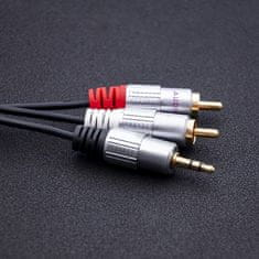 Qoltec kabel 2xrca / mini jack 3,5 mm moški | 2 m | črna