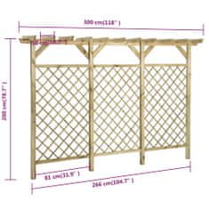 Vidaxl Vrtna ograja s pergolo 400x50x200 cm impregnirana borovina