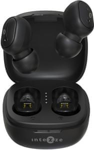 prenosne resnično brezžične slušalke Bluetooth 5.3 intezze mini juicy prijeten zvok mikrofon za prostoročno telefoniranje 4h delovanja na polnjenje polnilno ohišje 8h dodatno upravljanje na dotik udobno za majhna ušesa lep sodoben dizajn