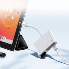 Joyroom HUB adapter za bralnik kartic za iPhone OTG Lightning - bralnik kartic USB SD TF bela