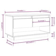 Vidaxl TV omarica bela 74x34x40 cm trdna borovina