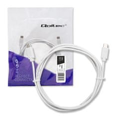 Qoltec usb 2.0 kabel tipa c moški | usb 2.0 tip c moški | 1,4 m | bela