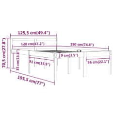 Vidaxl Okvir za posteljo, masivni borov les, 120x190 cm, 4FT, dvojni