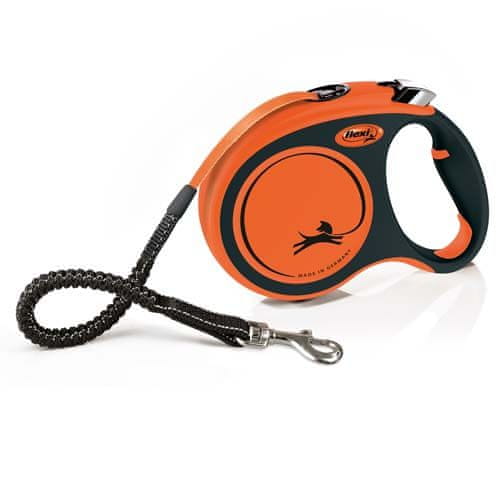 Flexi XTREME L trak 5m, oranžna barva do 65 kg s prilagodljivim pasom Soft-Stop