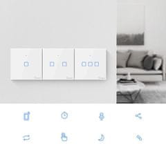 Sonoff Trikanalno svetlobno stikalo, občutljivo na dotik, WiFi 433 MHz RF gumb črno T3EU3C-TX