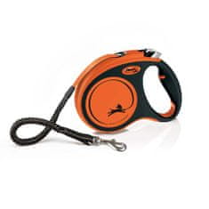 Flexi XTREME M, trak 5m oranžna barva do 35kg s prilagodljivim pasom Soft-Stop