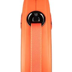 Flexi XTREME M, trak 5m oranžna barva do 35kg s prilagodljivim pasom Soft-Stop